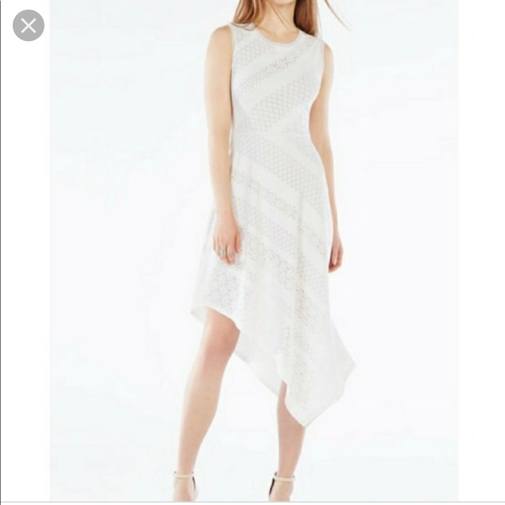 BCBG asymmetrical hem lace dress